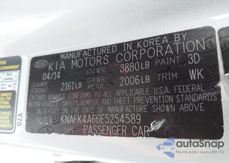 2014 Kia Forte Lx from USA, damaged, VIN KNAFK4A66E5254589